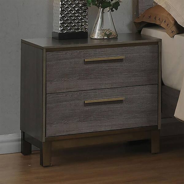William's Home Furnishing Manvel 2-Tone Antique Gray Contemporary Style Nightstand