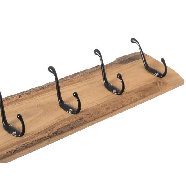 Vintiquewise Natural Wood Clothes Hook Rack with Five Hooks for Entryway,  Office, Bedroom and Playroom QI004288 - The Home Depot