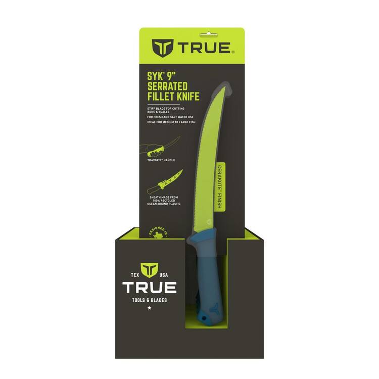 TRUE Syk 9 in. Serrated Blade Knife with TPR Handle