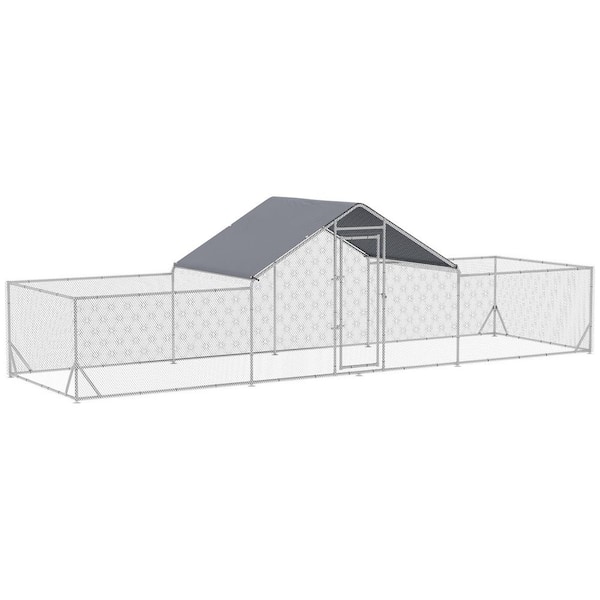 23 ft. x 6.6 ft. x 6.4 ft. Large Metal Walk-in Chicken Coops with Waterproof and Anti-UV Cover, Poultry Fencing