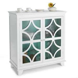 Kitchen Storage Cabinet Buffet Sideboard w/Glass Doors and Adjustable Shelf Green
