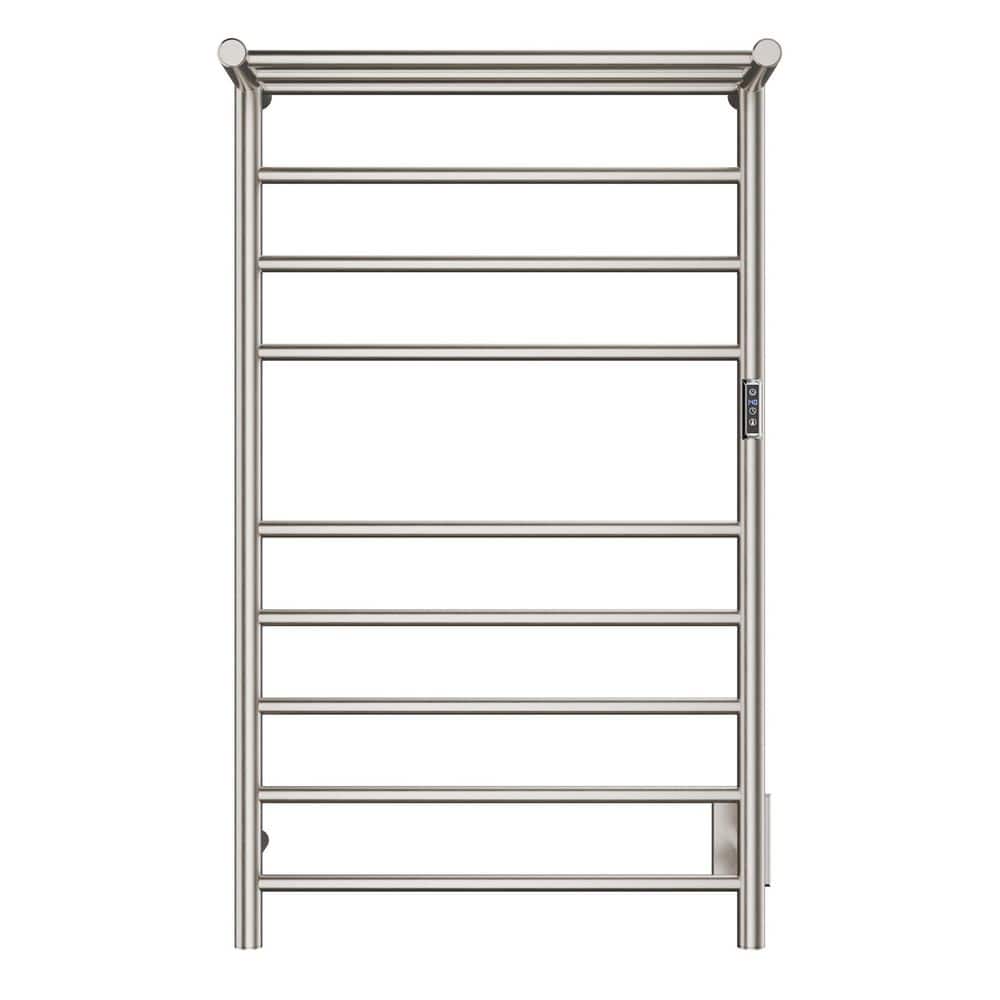 Brushed Nickel 8-Bar Wall Mounted Electric Towel Warmer