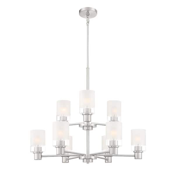 Designers Fountain Cedar Lane 9-Light Brushed Nickel Modern Sputnik Chandelier for Dining Areas with No Bulbs Included