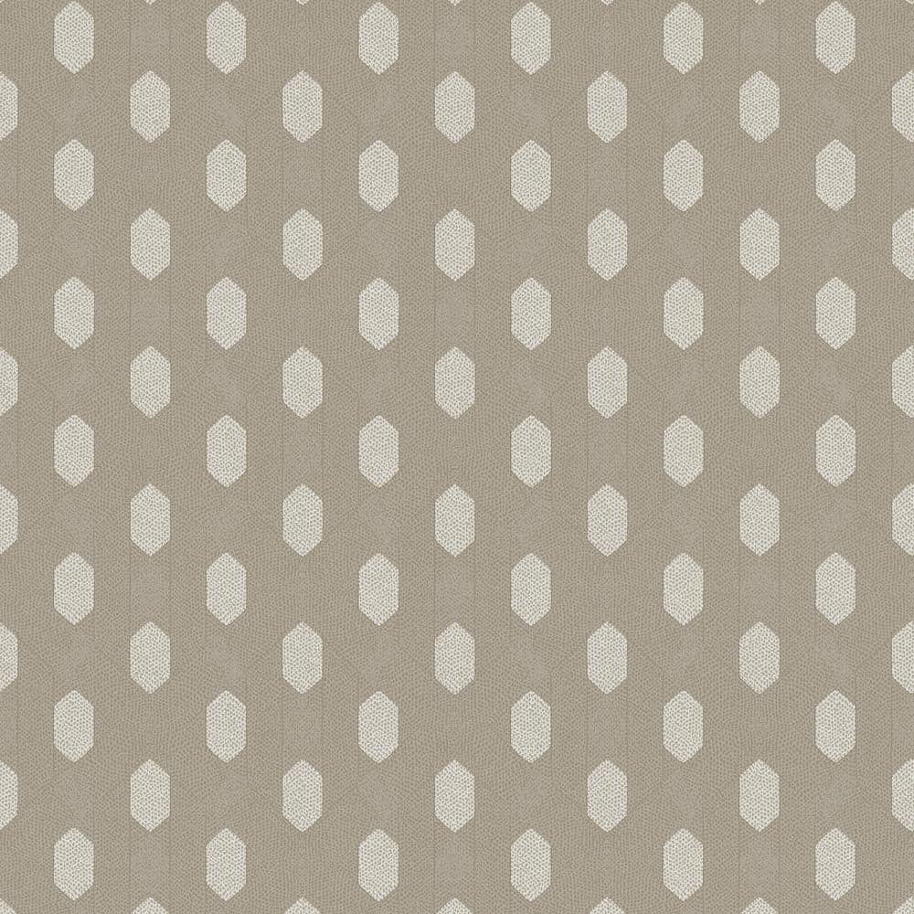Absolutely Chic Metallic Beige/Grey Art Deco Geometric Vinyl Non-Woven Non-