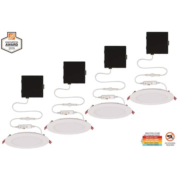 White Integrated LED Recessed Trim Kit Commercial Electric 6 in 4-Pack 