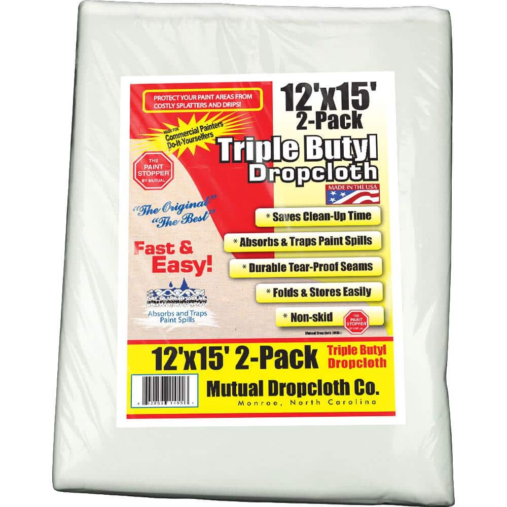 12 ft. x 15 ft. White Triple Coated Butyl the Original Paint Stopper (2-Pac