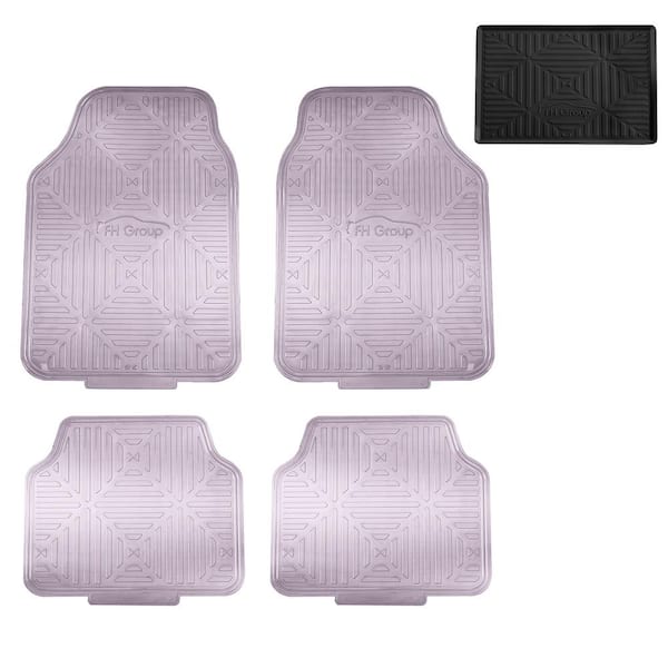 FH Group Charcoal Metallic Finish Rubber Backing Water Resistant Car Floor Mats - Full Set