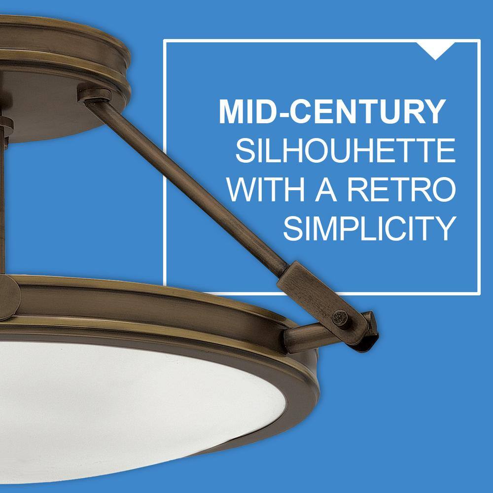 Modern Etched Opal Glass 4-Light Semi-Flush in Light Oiled Bronze