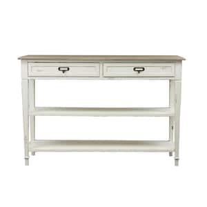 Dauphine 48 in. White Standard Rectangle Wood Console Table with Drawers