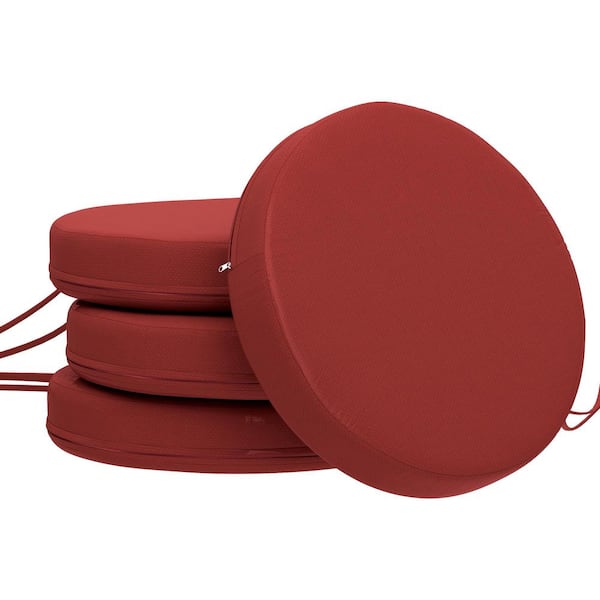 15 in. x 3 in. Outdoor Chair Cushions of 4 of Pieces, Thick Round Seat Dining Chairs Bistro Chairs Cushions Wine Red
