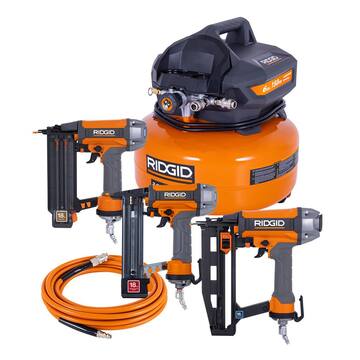 6 Gal. 150 PSI Portable Electric Air Compressor w/18ga Brad Nailer, 16ga Straight Finish Nailer and 18ga Finish Stapler