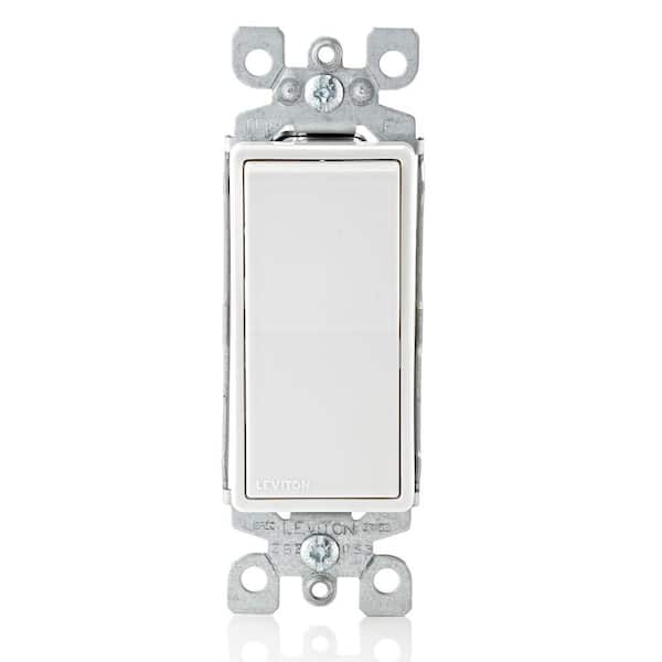 Leviton Decora 15 Amp Single Pole Rocker AC Quiet Light Switch, White (10-Pack)