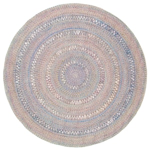 Cape Cod Pink/Gray 5 ft. x 5 ft. Solid Color Braided Round Area Rug