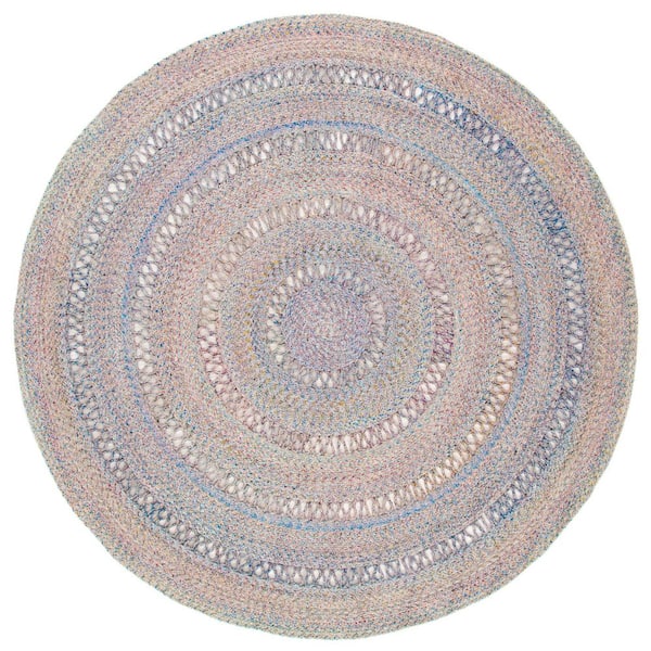 SAFAVIEH Cape Cod Pink/Gray 5 ft. x 5 ft. Solid Color Braided Round Area Rug