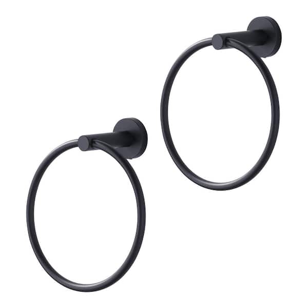 ARCORA Wall Mounted Double Towel Rings Stainless Steel in Matte Black
