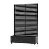 Lirago 71 in. H x 47 in. W Black Outdoor Galvanized Steel Free Standing Privacy Screen Planter Box Trellis HD0201-1082