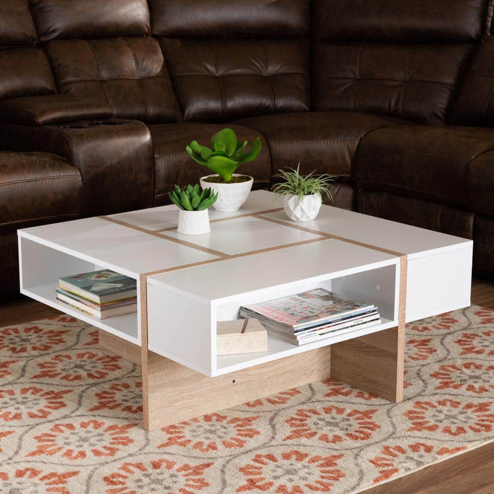 Rasa Square White and Oak Wood Coffee Table