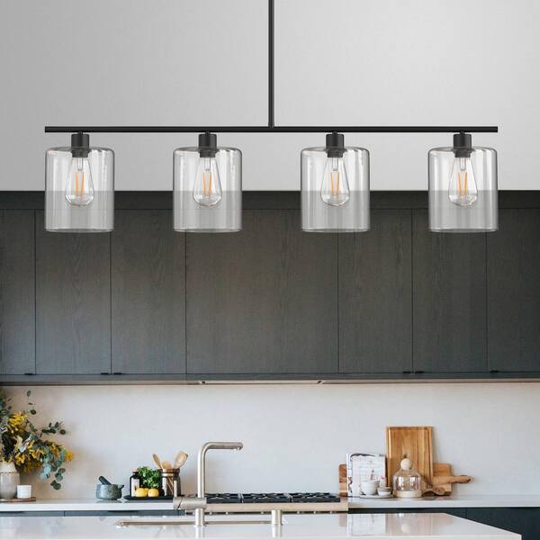 Hunter Lochemeade 4-Light Matte Black Modern/Contemporary Led Crystal Chandelier
