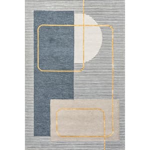 Shelley Blue 4 ft. x 6 ft. Striped Wool Area Rug