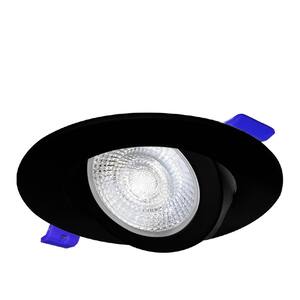 4 in. Canless 3000K Gimbal New Construction IC Rated Ultra Slim Integrated LED Recessed Light Kit Black