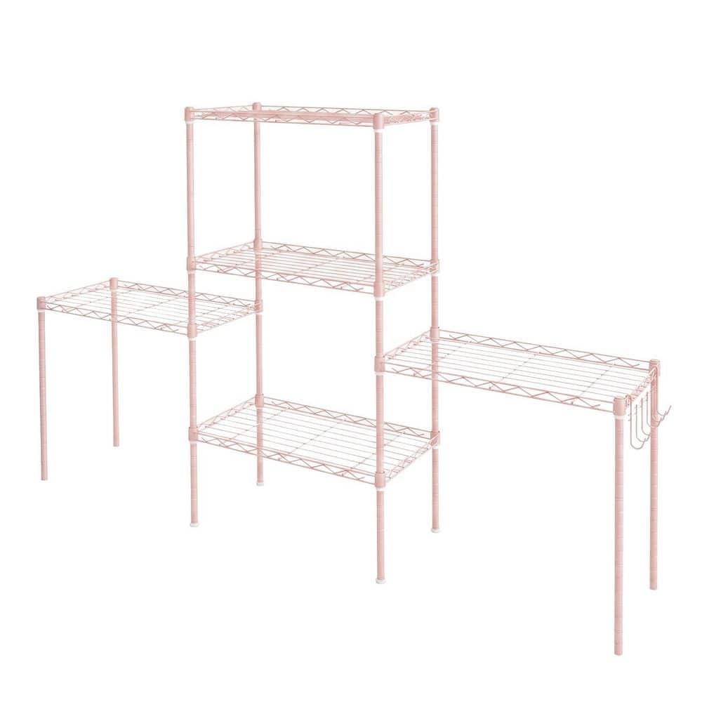 Metal Wire 5 Shelf Adjustable Shelving Unit in Pink (29 in. W x 59.1 in. H x 13.5 in. D) price history on PriceWatchPro