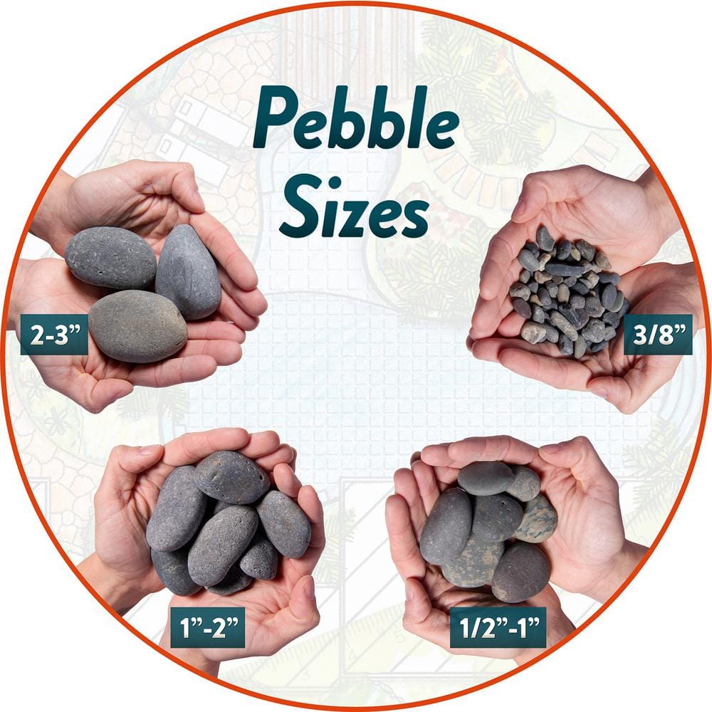 Buff Mexican Beach Pebbles Medium Size Garden Stones, 40 Pounds