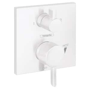 Ecostat 2-Handle Wall Mount Shower Trim Kit in Matte White Valve Not Included