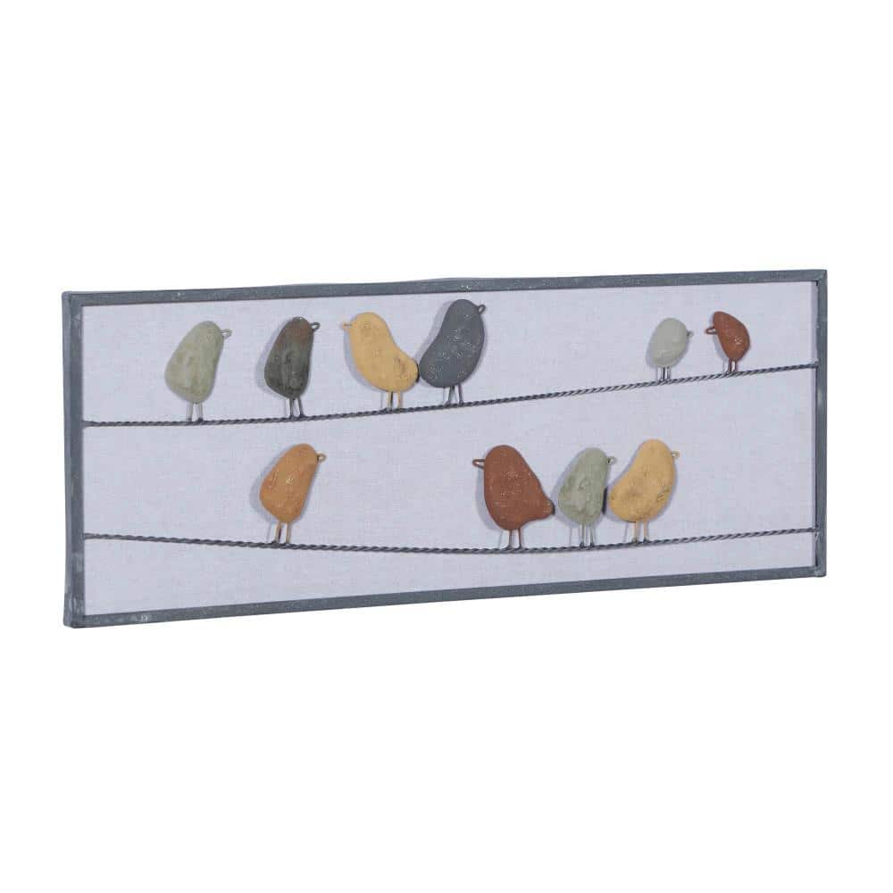Multi Colored Metal Bird Wall Sculpture with Weathered Embellishment