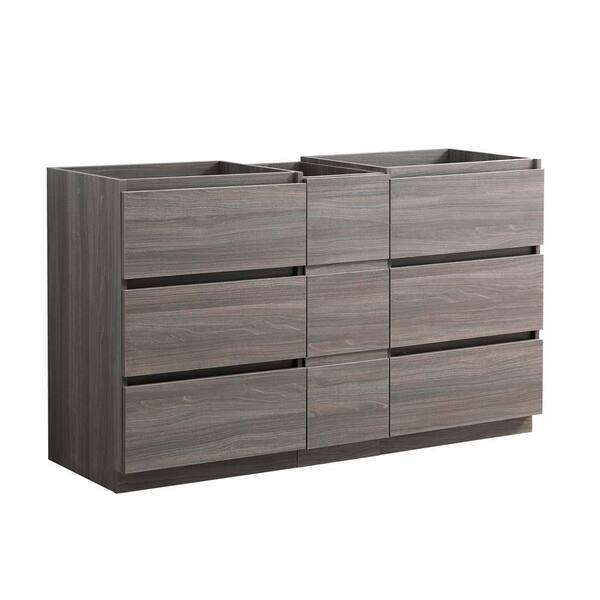Fresca Lazzaro 60 in. Modern Double Bath Vanity Cabinet Only in Gray Wood
