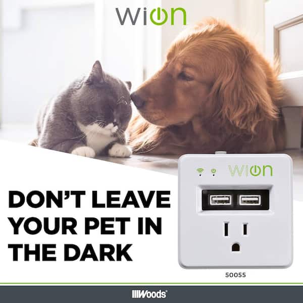 WiOn 50049 Outdoor Wi-Fi Wireless Plug-In Switch, Smartphone And Tablet  Automation For Up To 12 Devices, 2 Grounded Outlets, Weather Resistant,  Energy Saving, WiFi Controlled Switch 