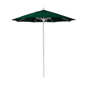 7.5 ft. White Aluminum Commercial Market Patio Umbrella with Fiberglass Ribs and Push Lift in Hunter Green Olefin