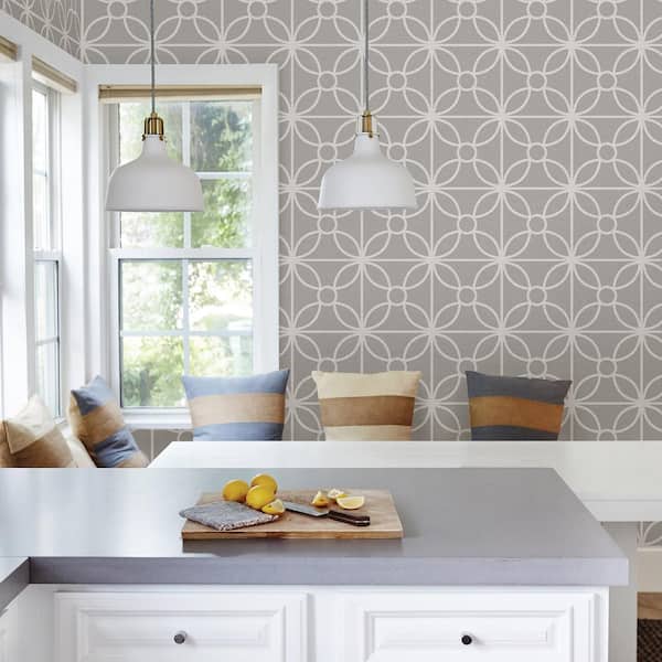 Savvy Grey Geometric Paper Strippable Roll Wallpaper (Covers 56.4 sq. ft.)