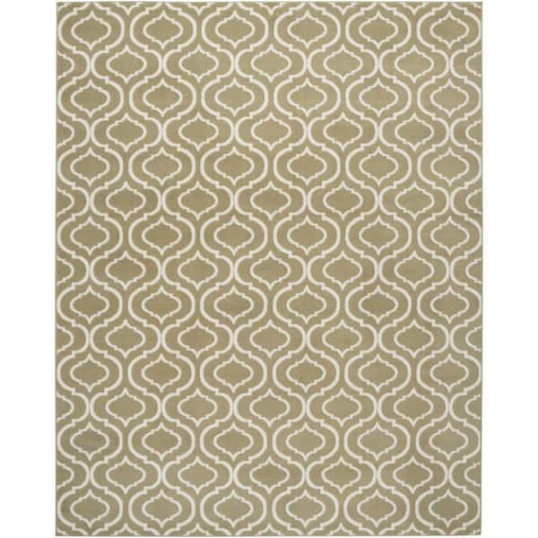 Nourison Jubilant Olive 5 ft. x 7 ft. Trellis Transitional Area Rug