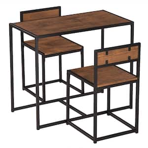 Modern 3-Piece Brown Rectangle Dining Set Breakfast Table