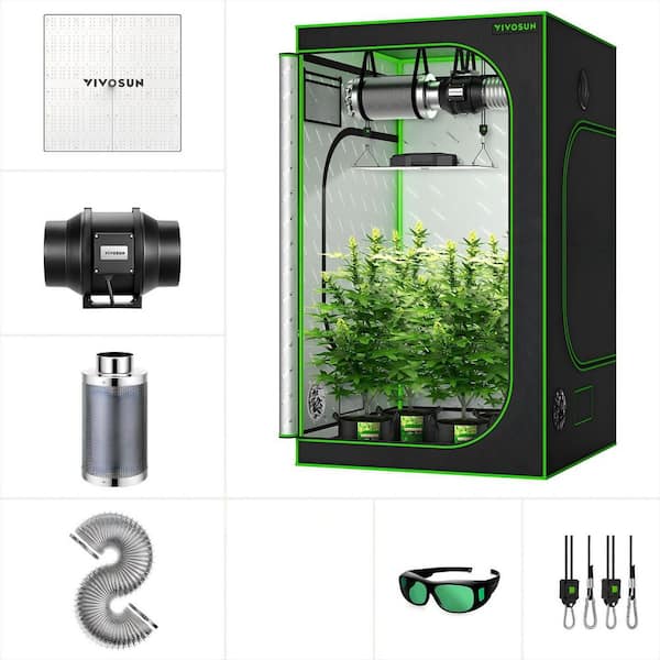 23.5 in. 400-Watt LED Grow Light Kit with 4 ft.x 4 ft. Grow Tent and Ventilation System, Warm White