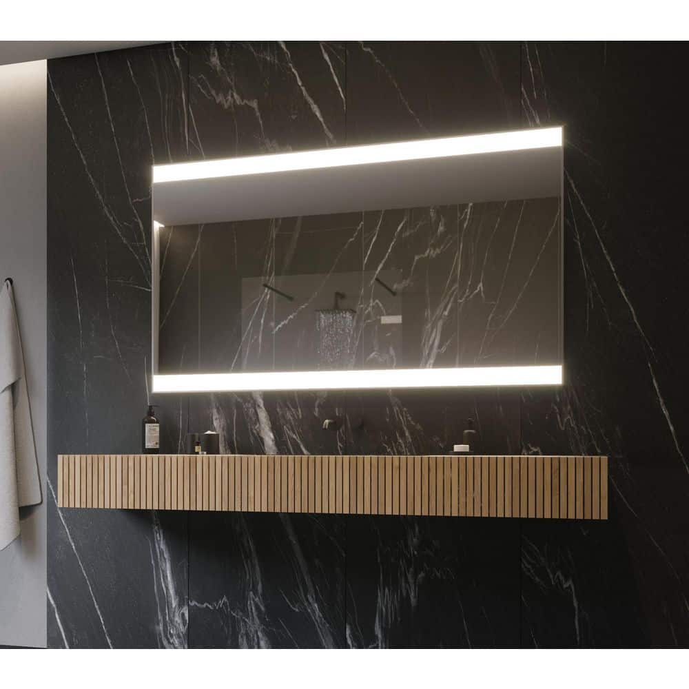 60 in. W x 36 in. H, H Rectangular Powdered Grey Framed Surface Wall Mounted Bathroom Vanity Mirror 3000K LED price history on PriceWatchPro