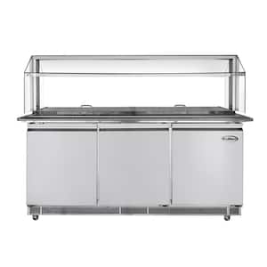 72 in. Cold Food Table Refrigerator with Sneeze Guard and Buffet Tray Slide