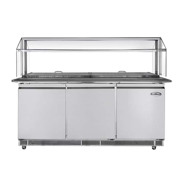 Koolmore 72 in. Cold Food Table Refrigerator with Sneeze Guard and Buffet Tray Slide