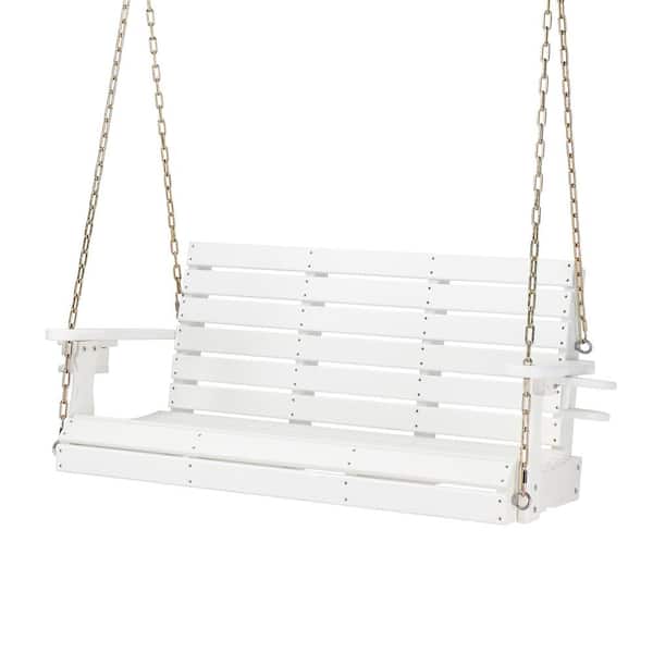 Karl home 48 in. 2-Person White Plastic Porch Swing