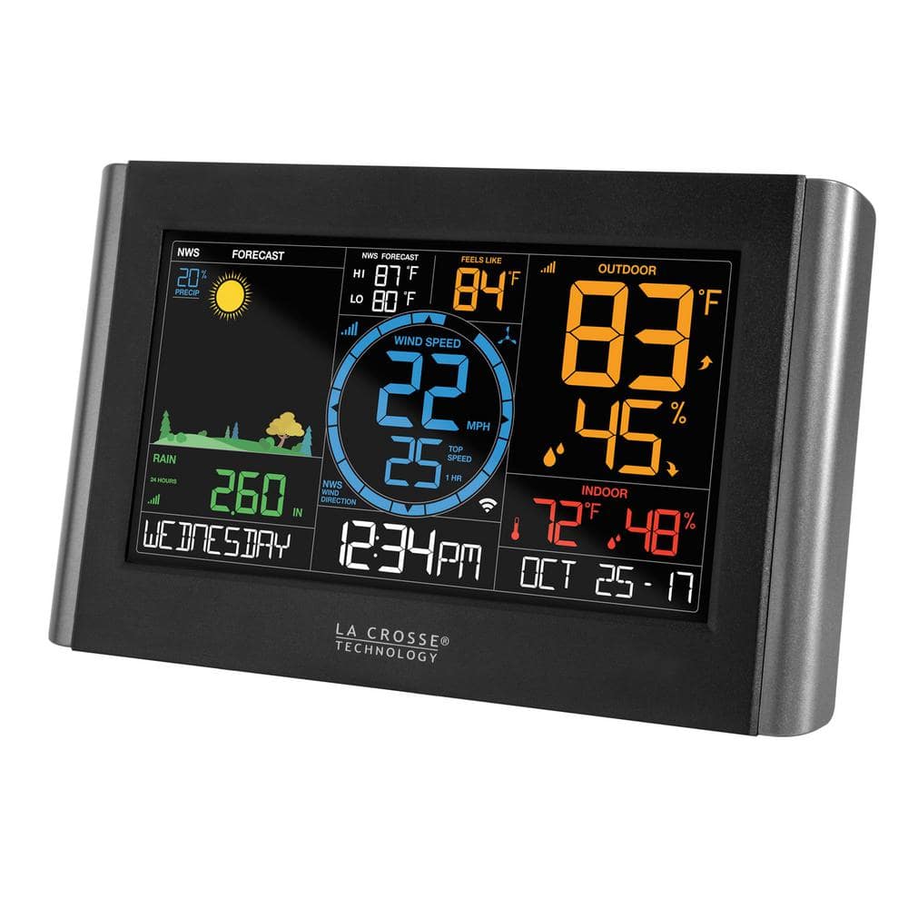 Black Wireless Digital Color Weather Station with Humidity Sensor