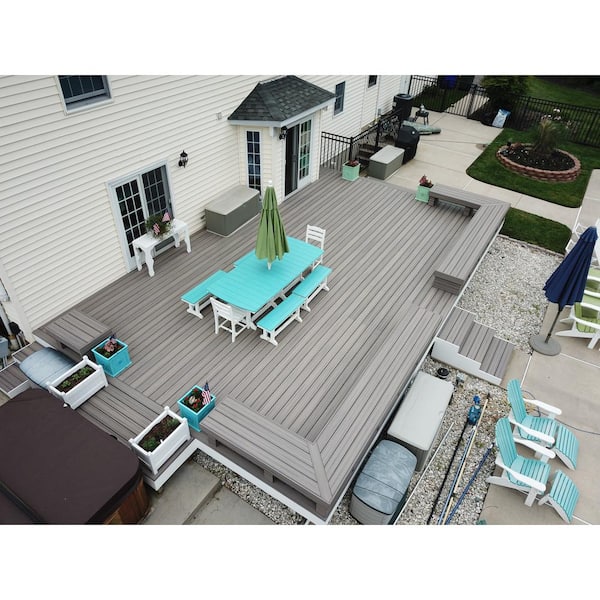 Enhance Naturals 1 in. x 6 in. x 20 ft. Rocky Harbor Grooved Edge Grey Composite Deck Board