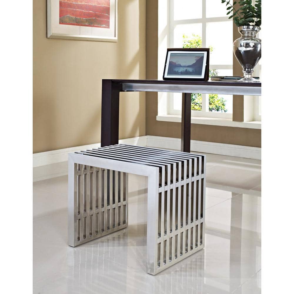 Gridiron Small Silver Stainless Steel Multi-Purpose Bench with Storage