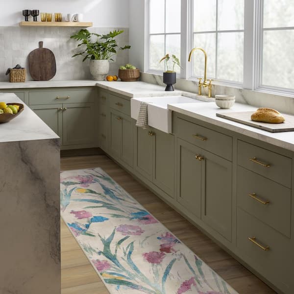 Machine Washable Rug with Standard Pad-Abeline Multicolor 2x7