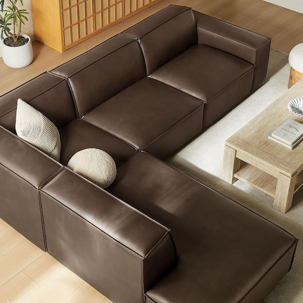 Modway Restore 131.6 in. Vegan Leather 4-Piece Modular L-Shaped