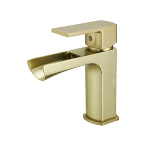 Phiestina Single Handle Bathroom Sink Basin Faucet, Brushed Gold Low ...