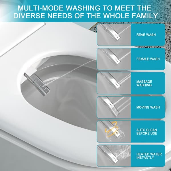 WELLFOR MT2 Elongated Heated Seat Bidet Toilet with Auto Open/Close and Foot Sensor Flush