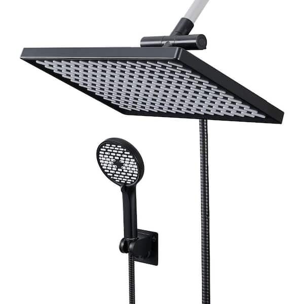 Rainfull 6-Spray 12 in. Wall Mount Dual Shower Head and Handheld Shower Head 1.8 GPM in Matte Black