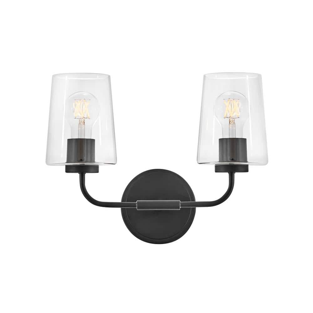 LARK Kline 14.25 in. 3-Light Black Vanity Light 853452BK-CL - The Home ...