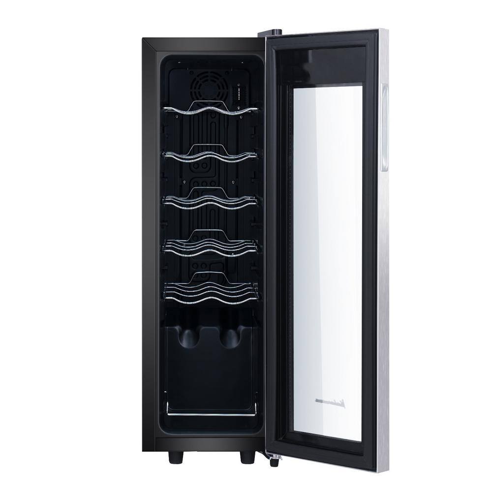 Kalamera 12-Bottle Black Stainless Steel Freestanding Wine Cooler