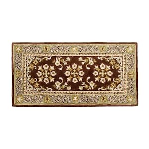 Oriental Rectangular Hearth Rug, 44 Inch Long, Coffee